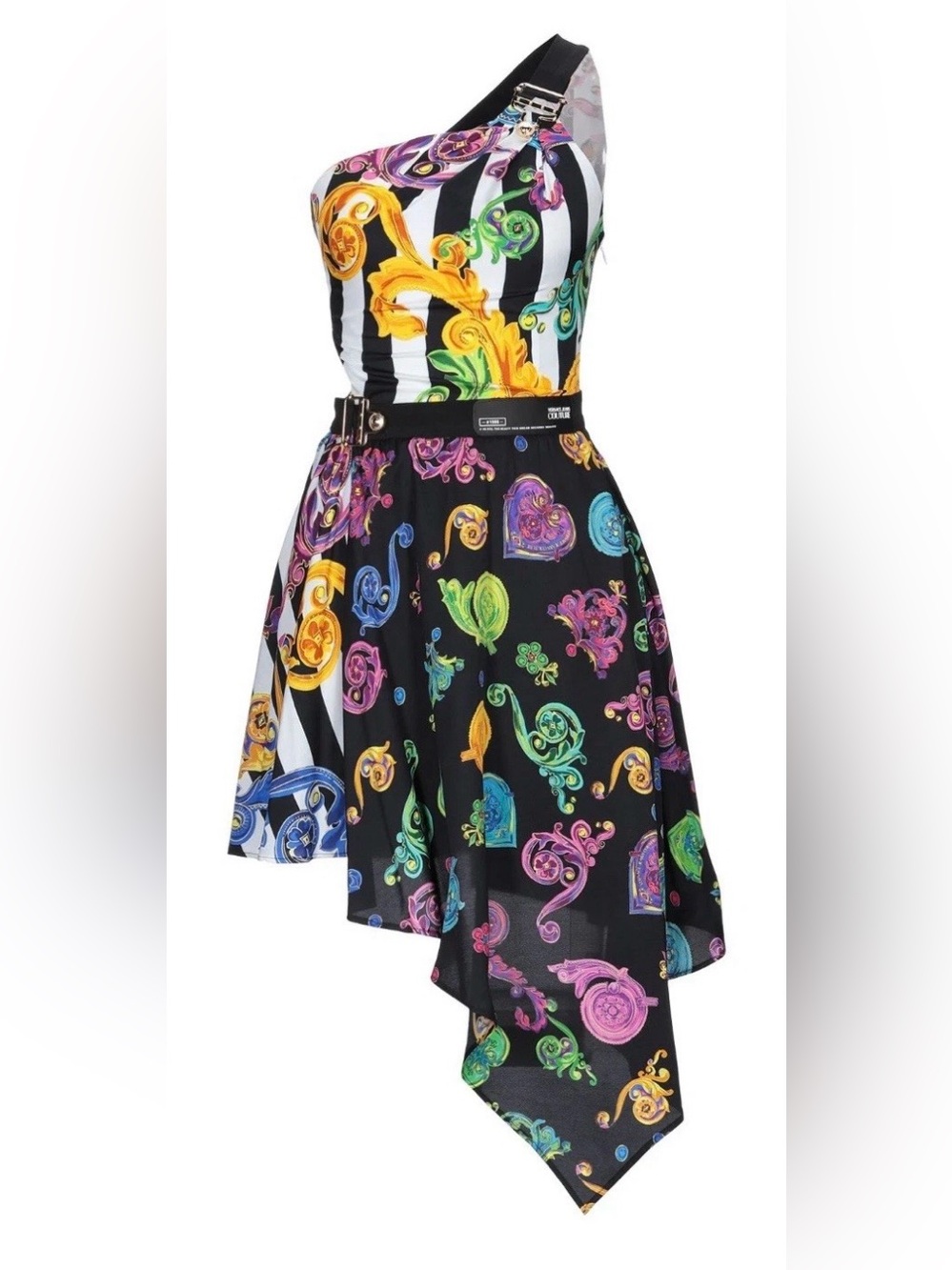 Versace jeans couture asymmetrical multicolored dress